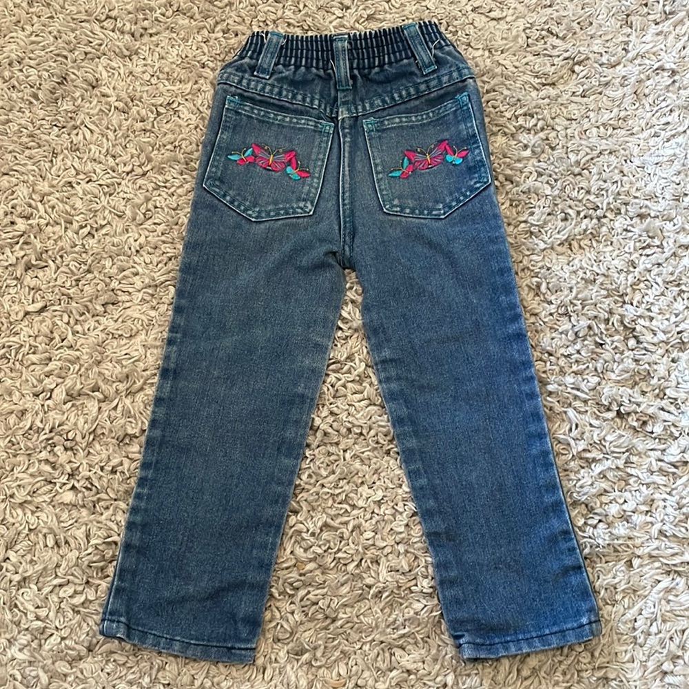 Vintage Jet Set Butterfly Embroidered Jeans, Size 4